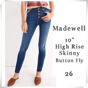 Madewell 10” High Rise Skinny Jeans Button Fly Hanna Wash #J17914